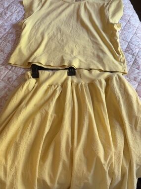 Free People Yellow Asymmetrical Skirt